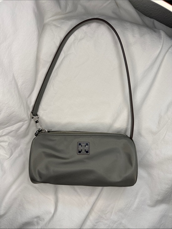 Tory Burch Handbags - Tory Burch Olive Gray Nylon Shoulder Bag with Silver Logo NWOT